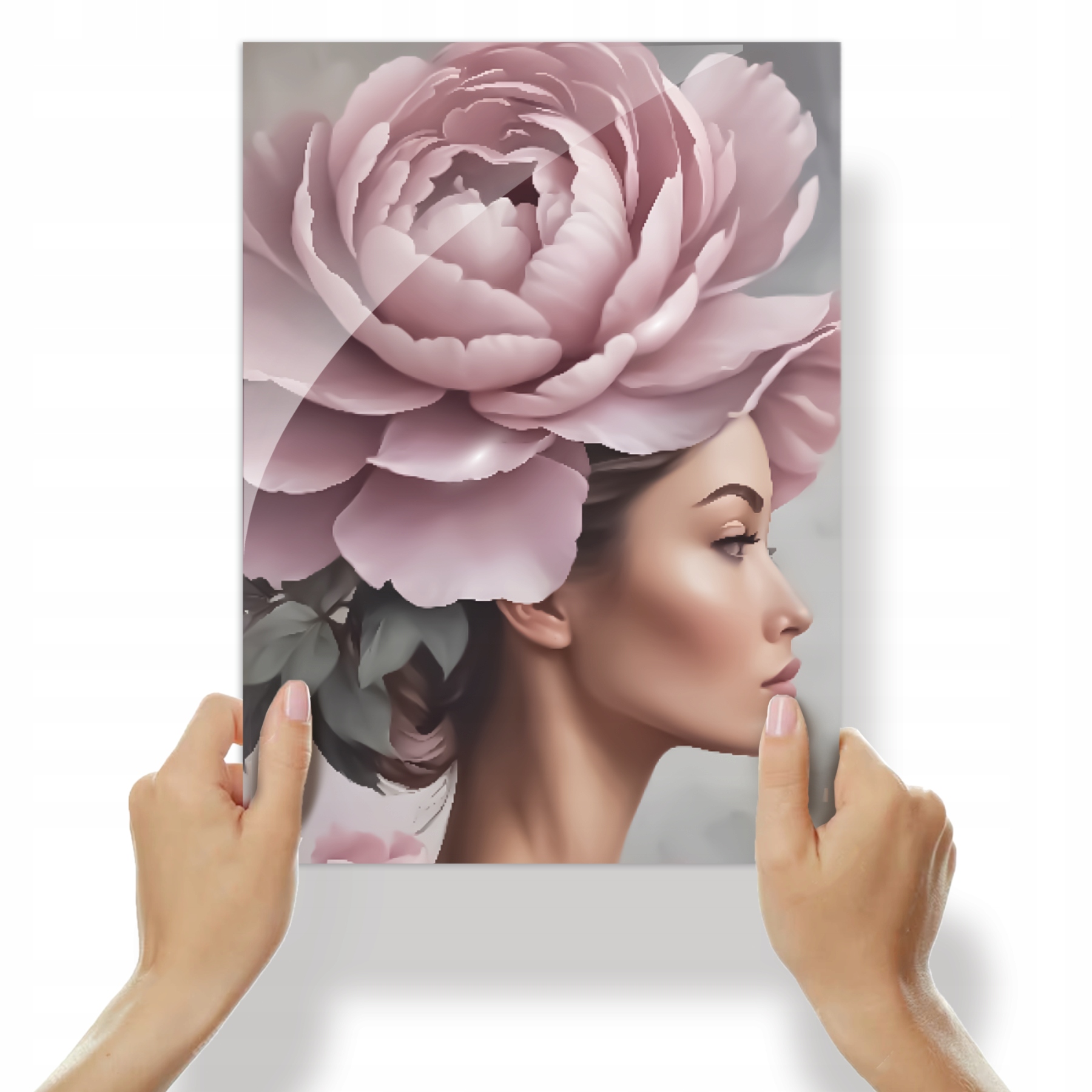 Obraz s motivem Pivoňky A Žena, do jídelny, ložnice na plexiskle 50x70