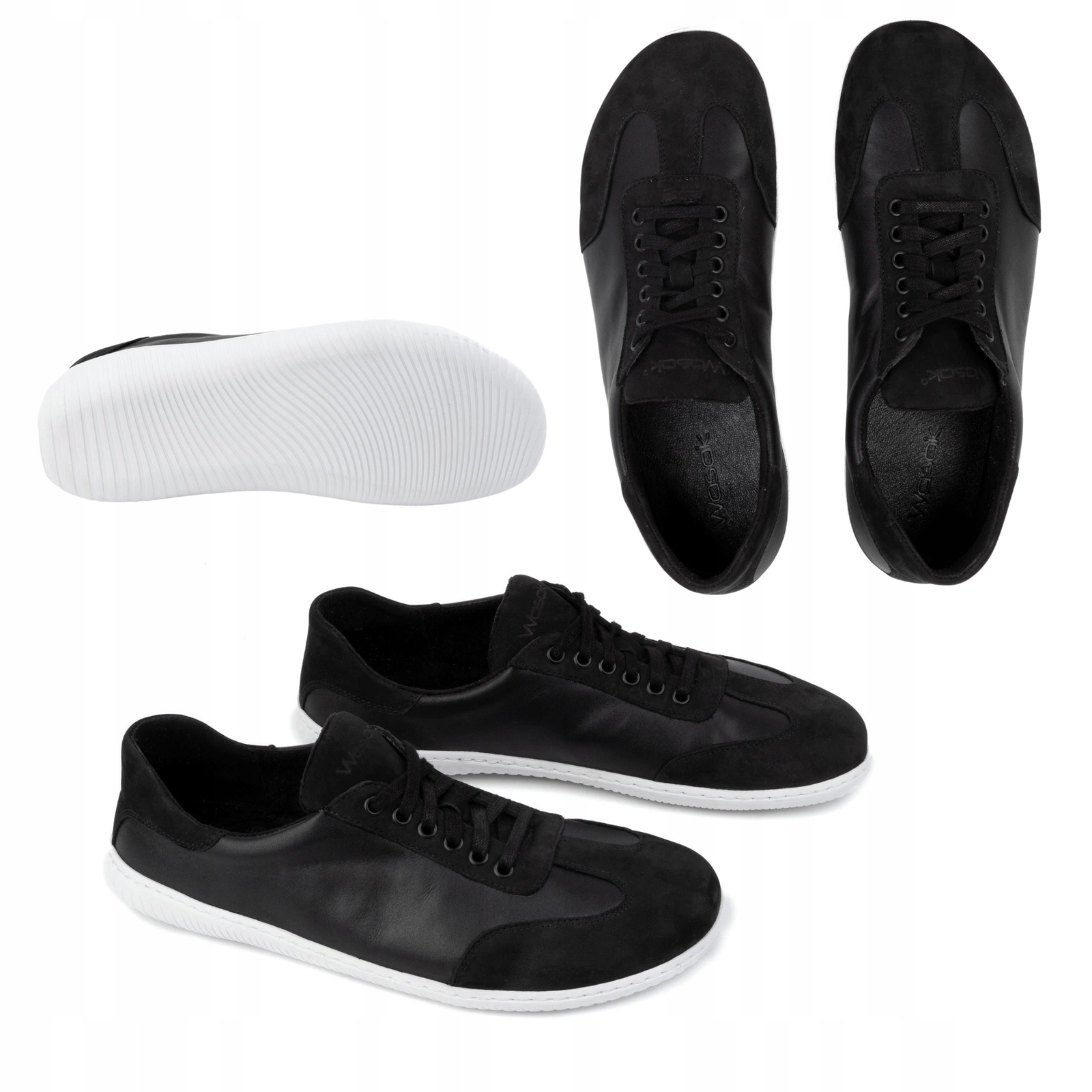 Pánské boty Barefoot široké kožené Polské 0742W černé 42