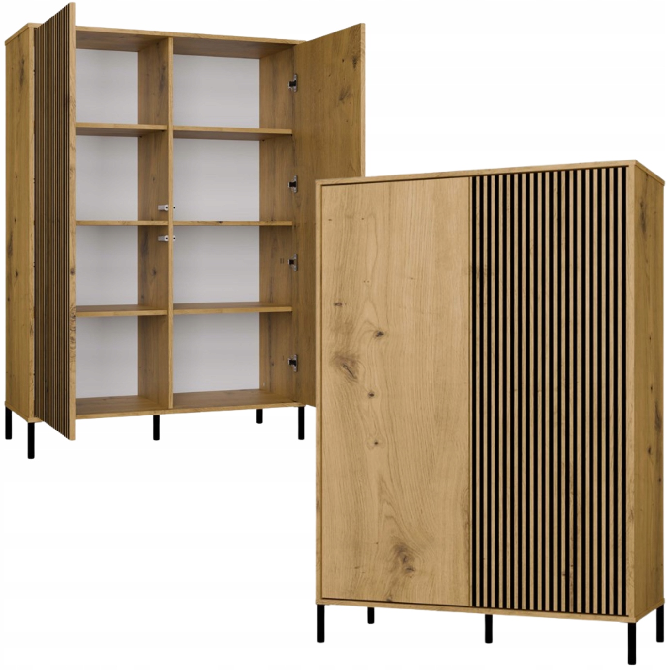 Witryna Ryflowany Gładki Front 2D Do Salonu Biura Gabinetu Dąb Artisan