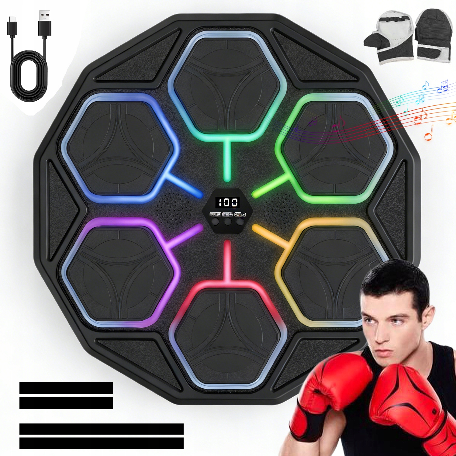 Led Muzyczny Maszyna Bokserska Bluetooth 11 Prędkości 3 Tryby Treningowe