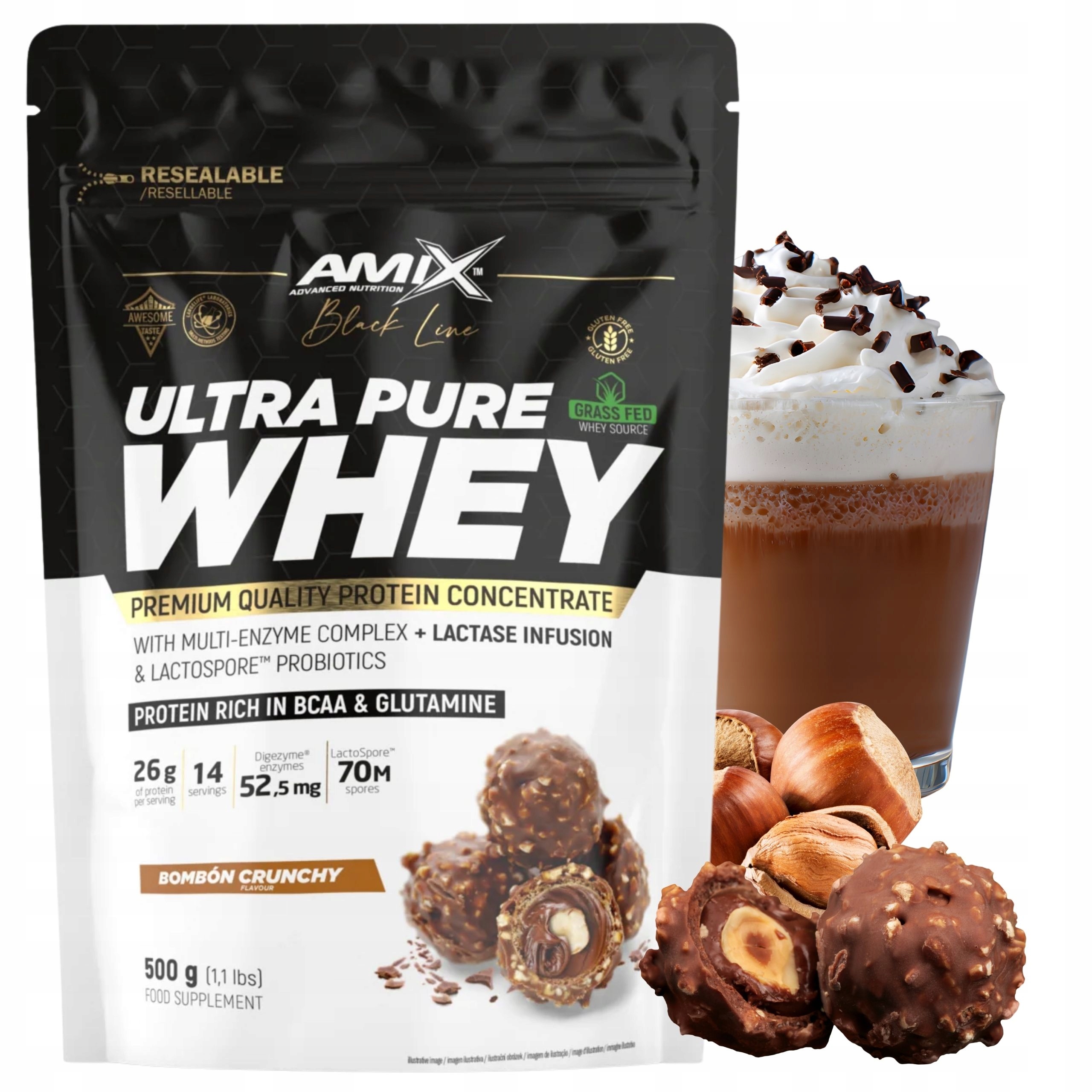 Wpc protein Amix Pure Whey Syrovátkový Koncentrát Čokoládovo-oříškový 500 g