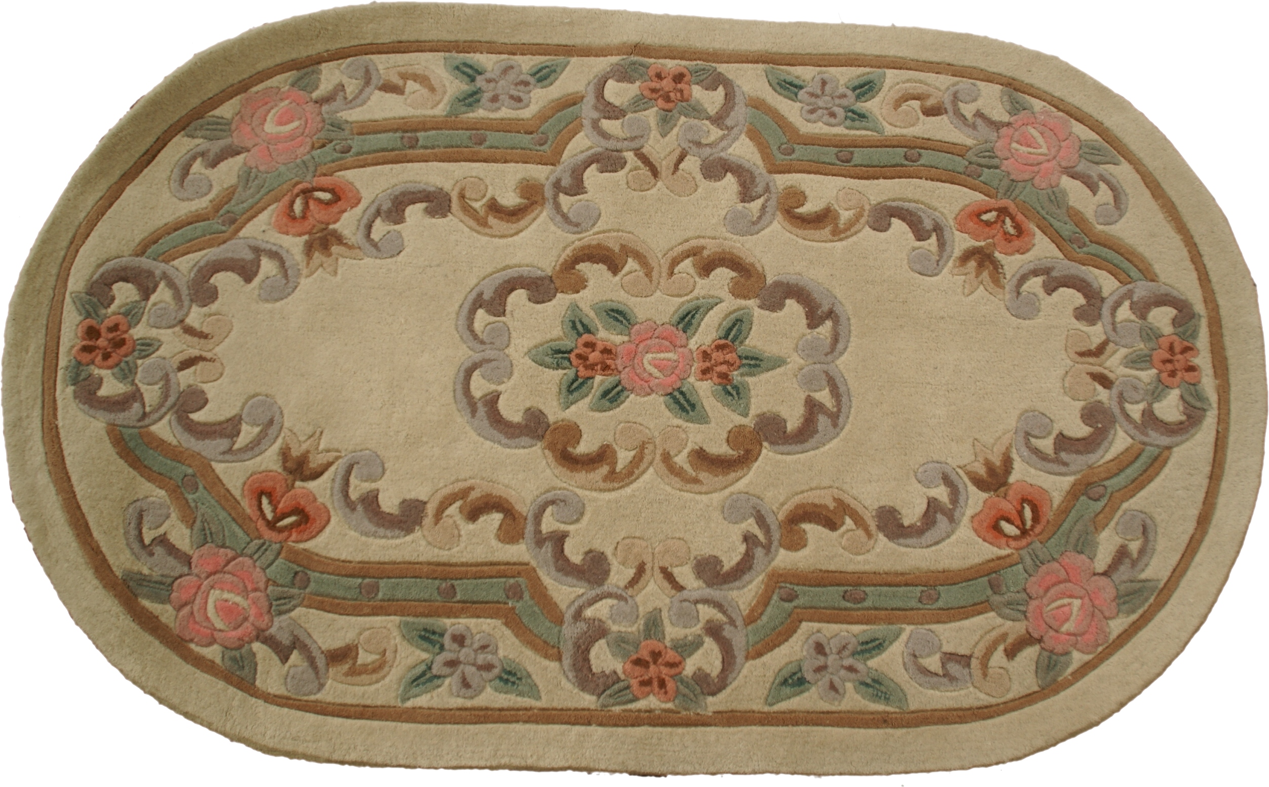 Wełniany dywan Aubusson 90x150 kremowy owal (5907786322317) • Cena