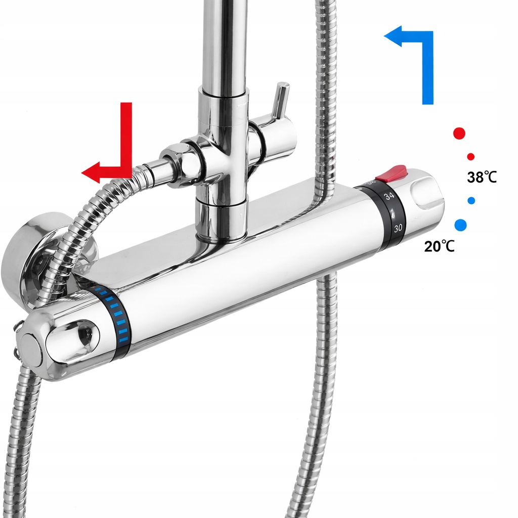 Sprchová Baterie S Termostatem 38°C Chrom S Bezpečnostní Funkcí