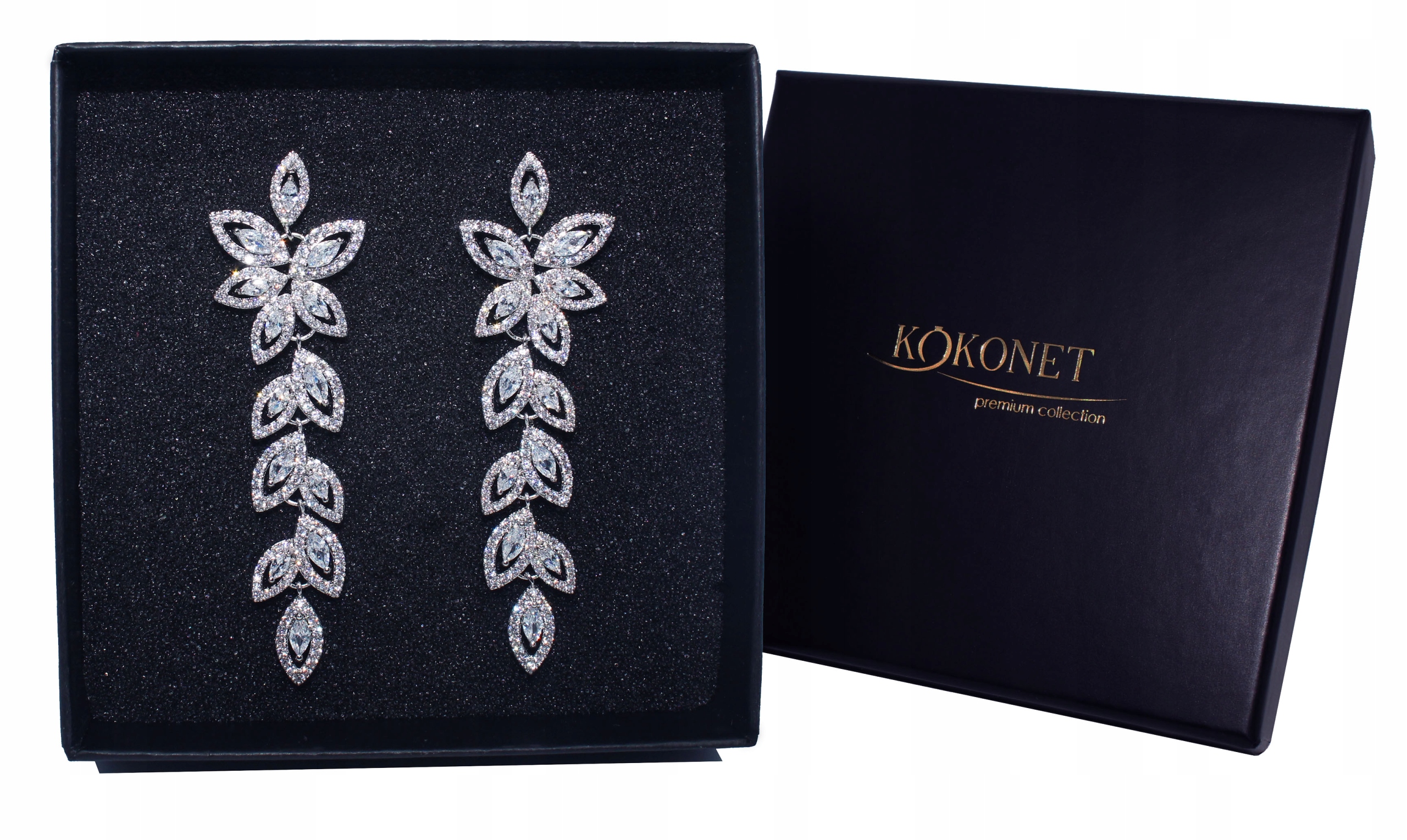 Dlouhé náušnice svatební s lístky Floral boho visací