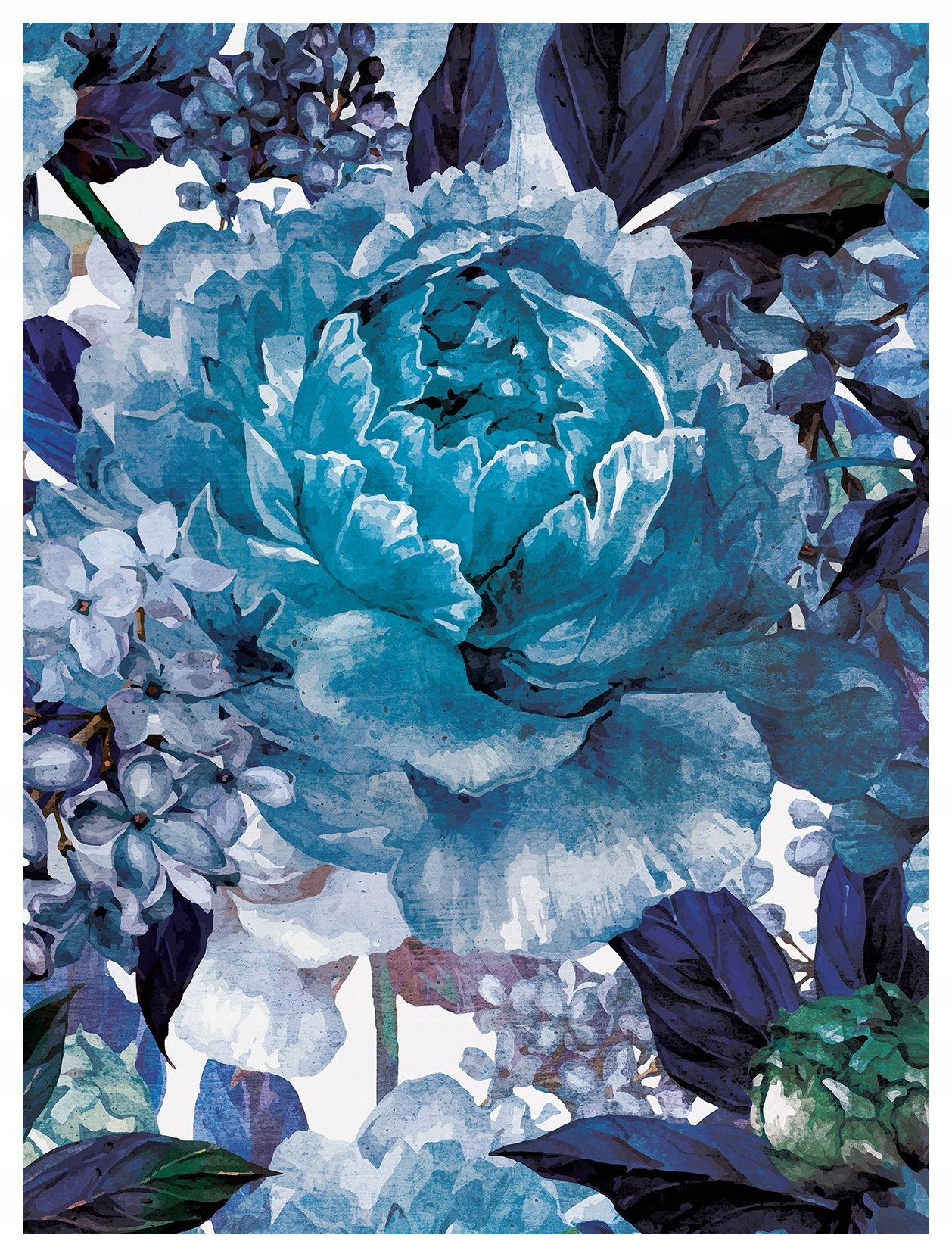 Fototapeta Hortenzie a Pivoňky světle modrá bílá vinylová 184x254 lepidlo