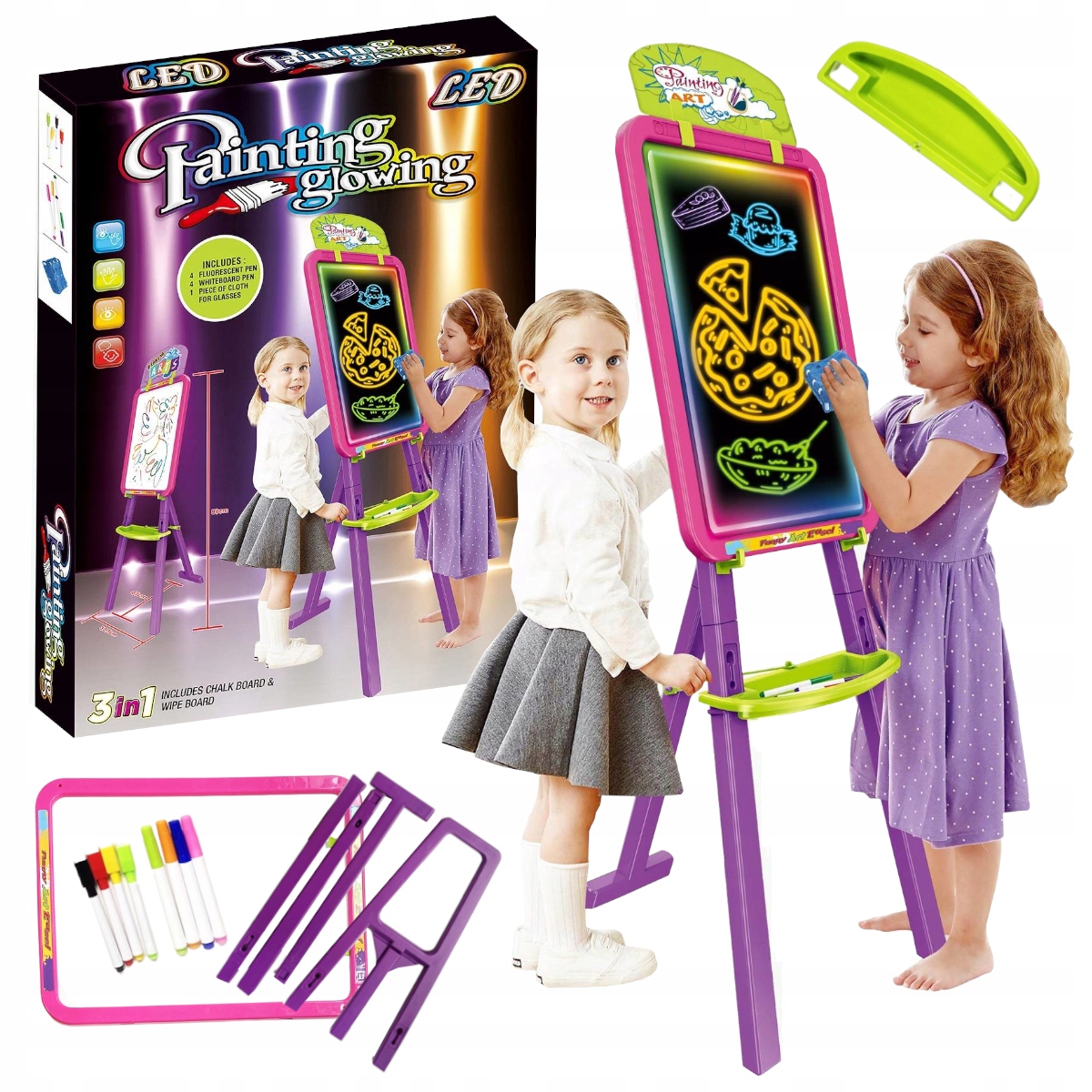 DUŻA TABLICA SUCHOŚCIERALNA magnetyczna BIAŁA 2w1