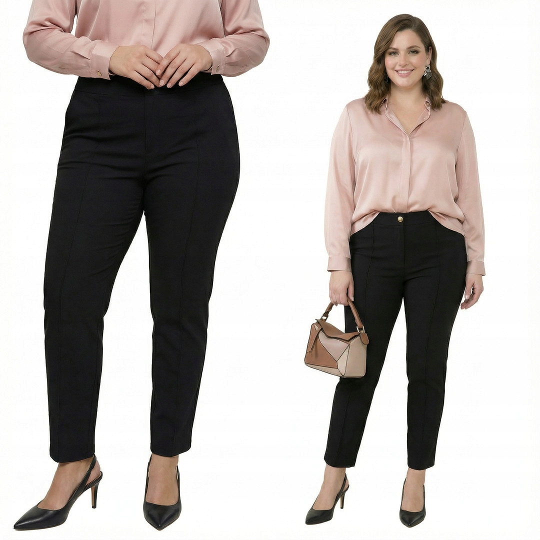 Czarne spodnie pionowy szew plus size rozmiar 48