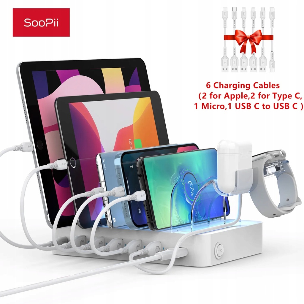 Biały CS60 2211 Au SooPii 6-portowa stacja ładując