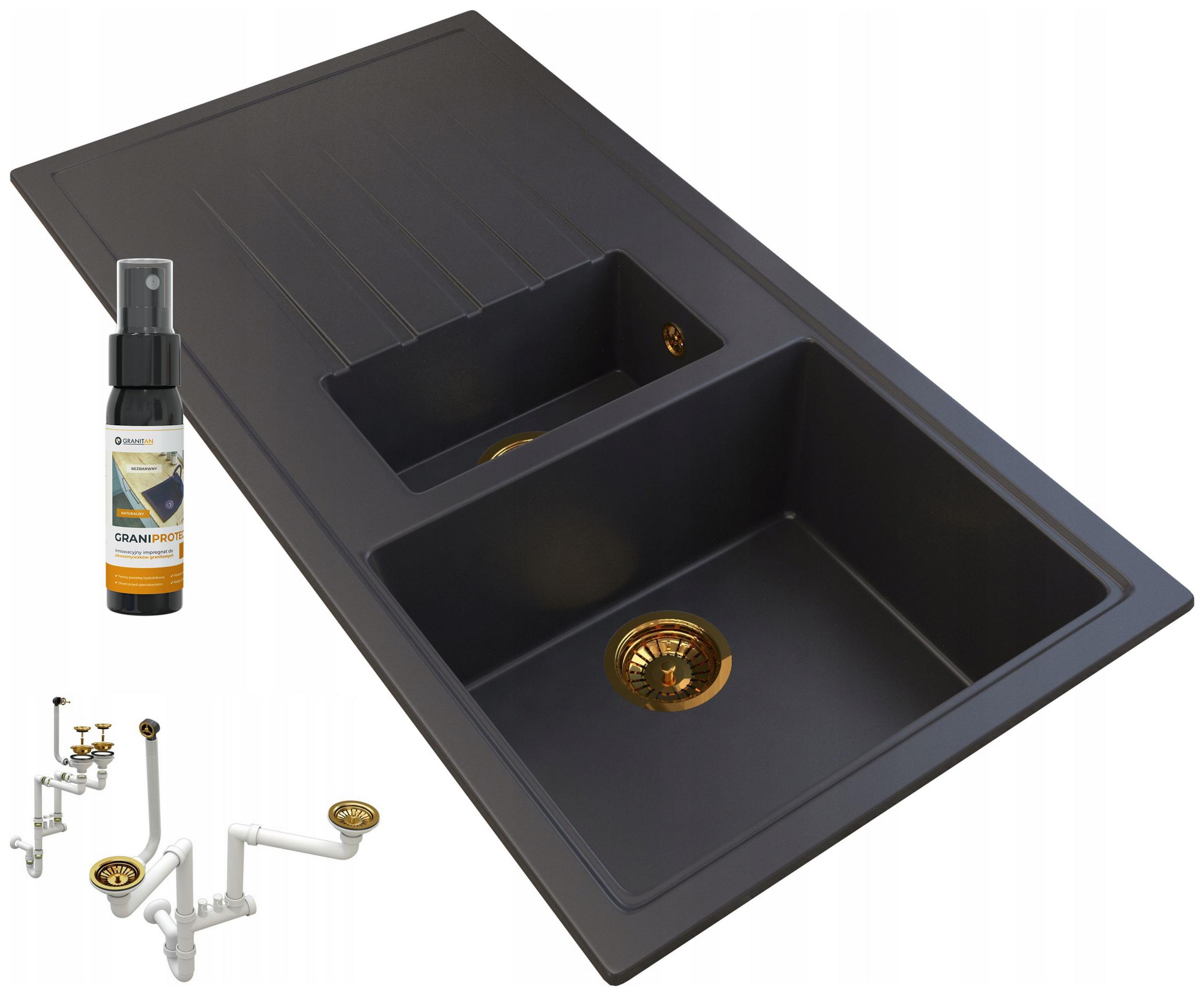 Zlatý Sifon pro granitový dřez 1,5 komory Granitan