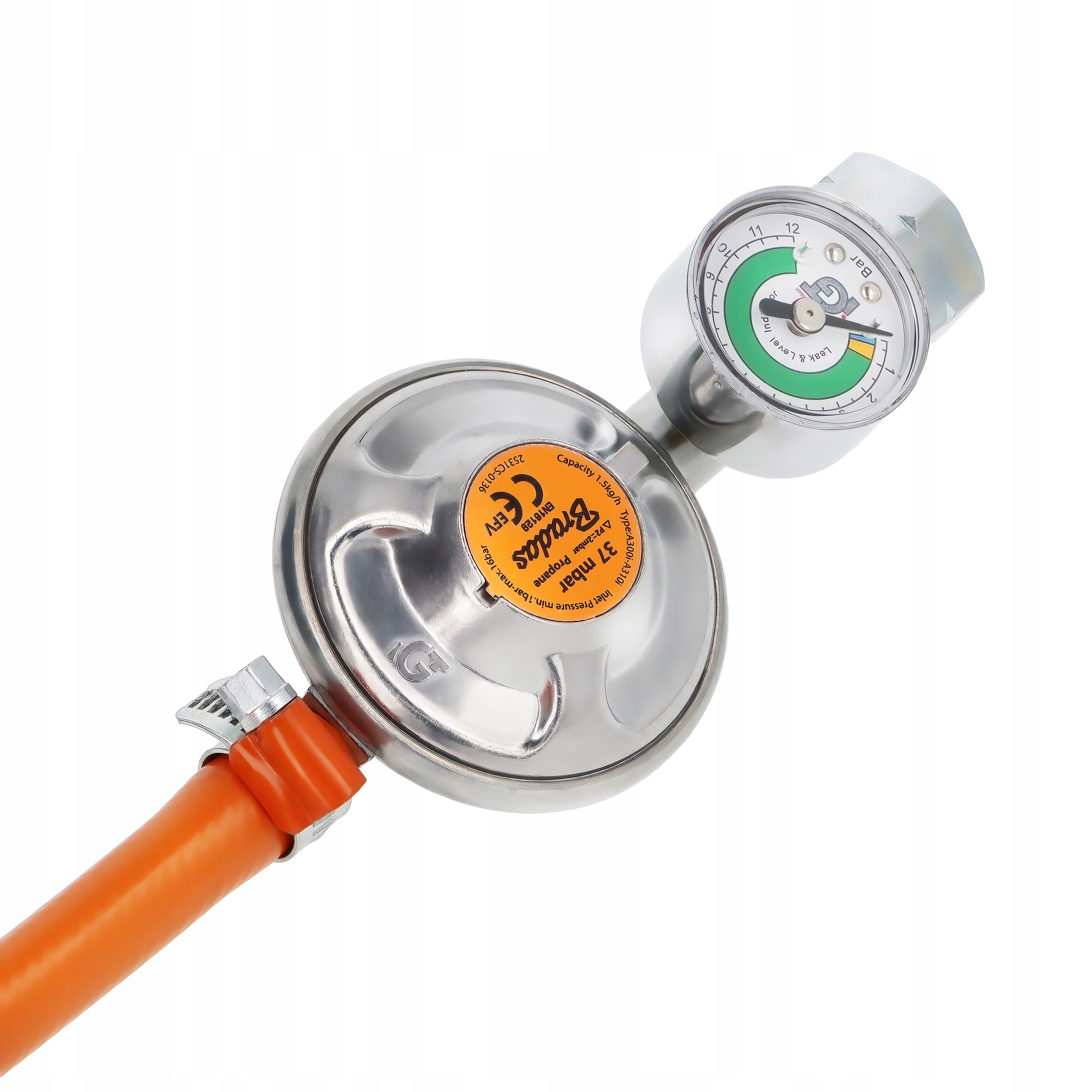 REDUKTOR GAZOWY DO BUTLI NA WĄŻ 37 mbar ZAWIERA MANOMETR I ZAWÓR BEZP. Model L6-3PQM-ZO6S