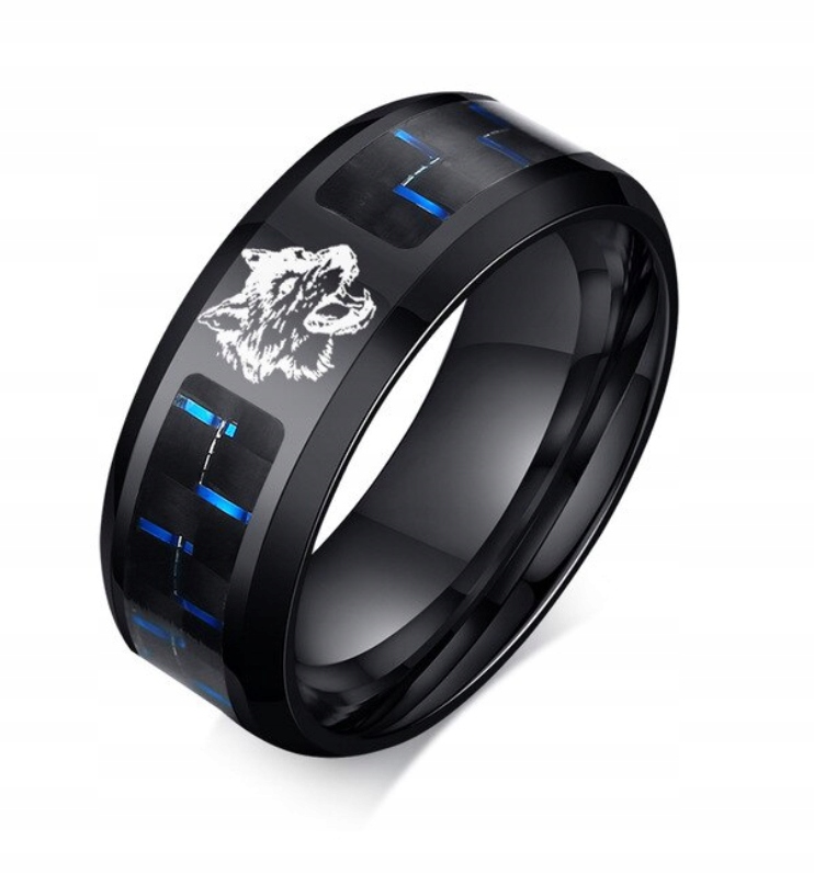 

Czarna Obrączka Sygnet Pierścień Wilk 316L