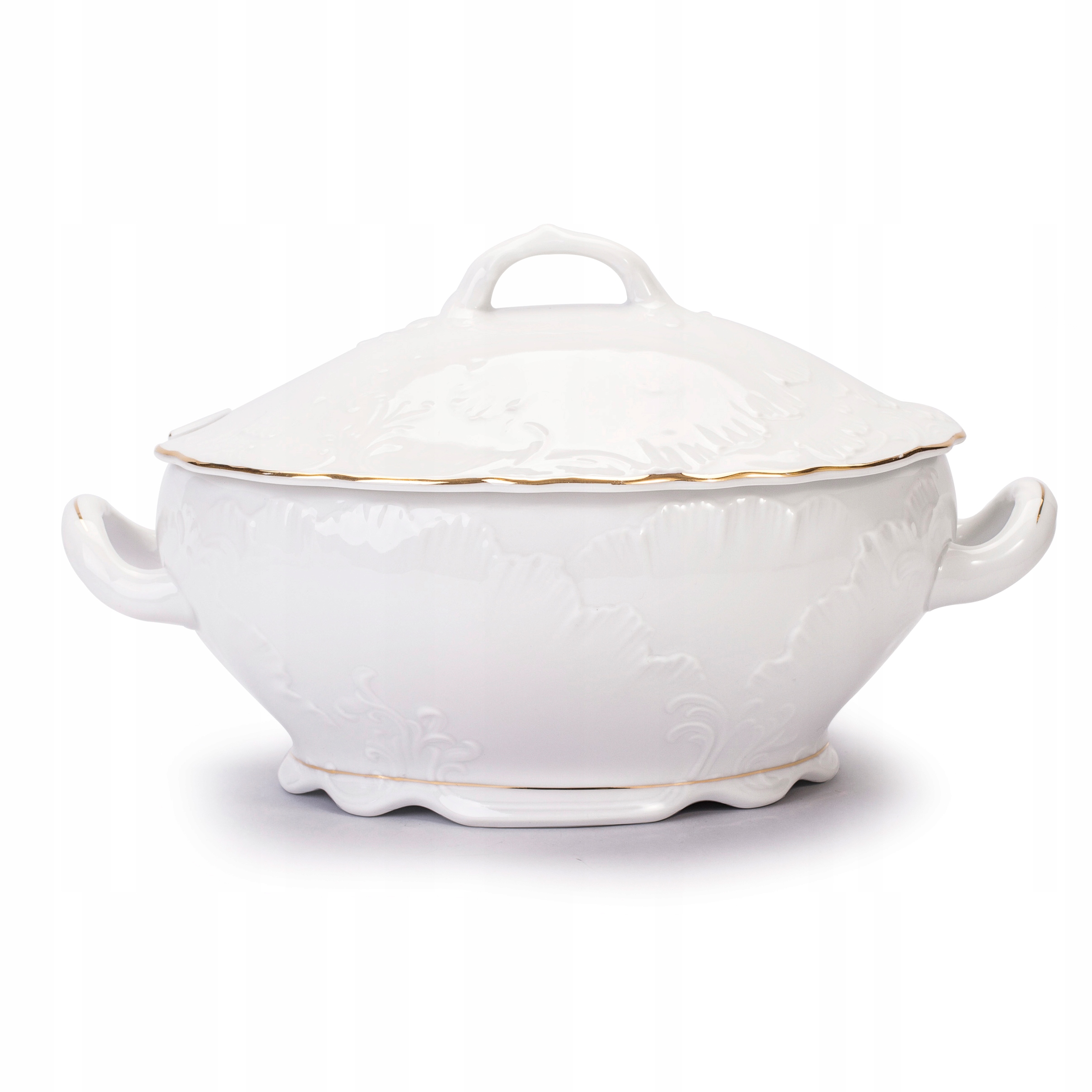 Ćmielów Rococo Váza na polievku 2,7 l s pokrievkou Porcelánová zlatá línia