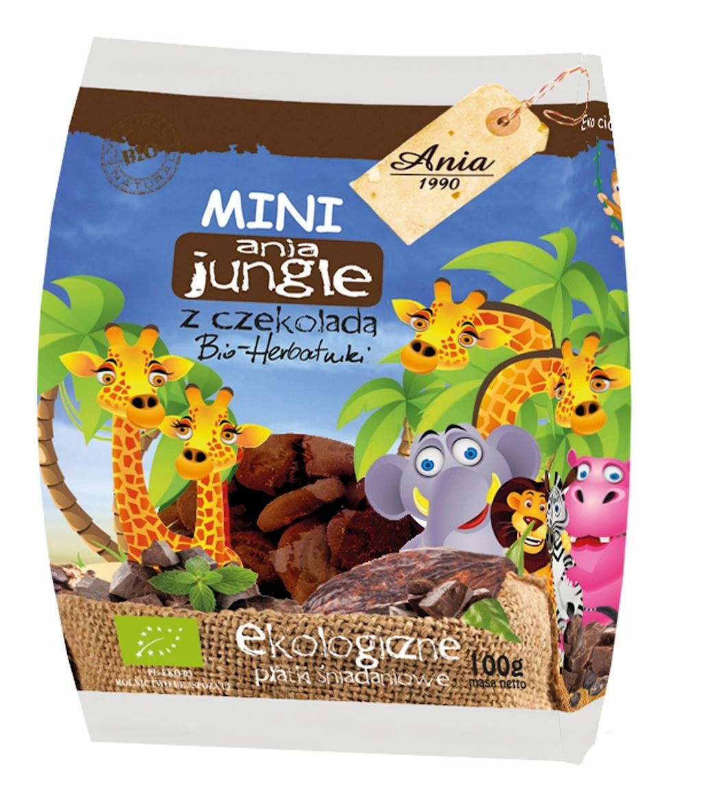 Ciastka Mini Zoo Ania z czekoladą 100 g