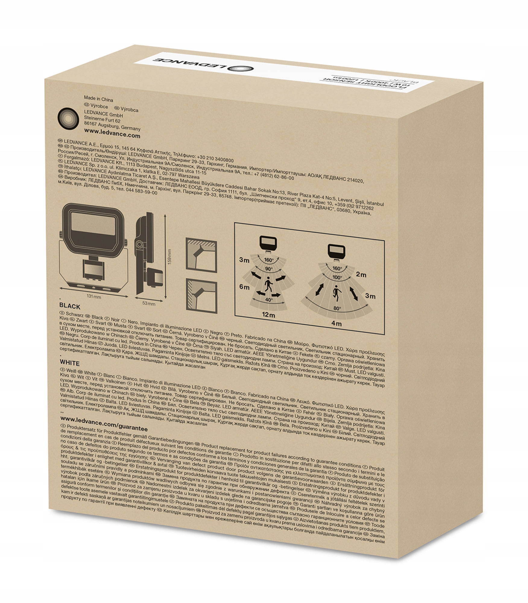 Naświetlacz LED 10W 4000K CZUJNIK RUCHU Ledvance Moc znamionowa 10 W