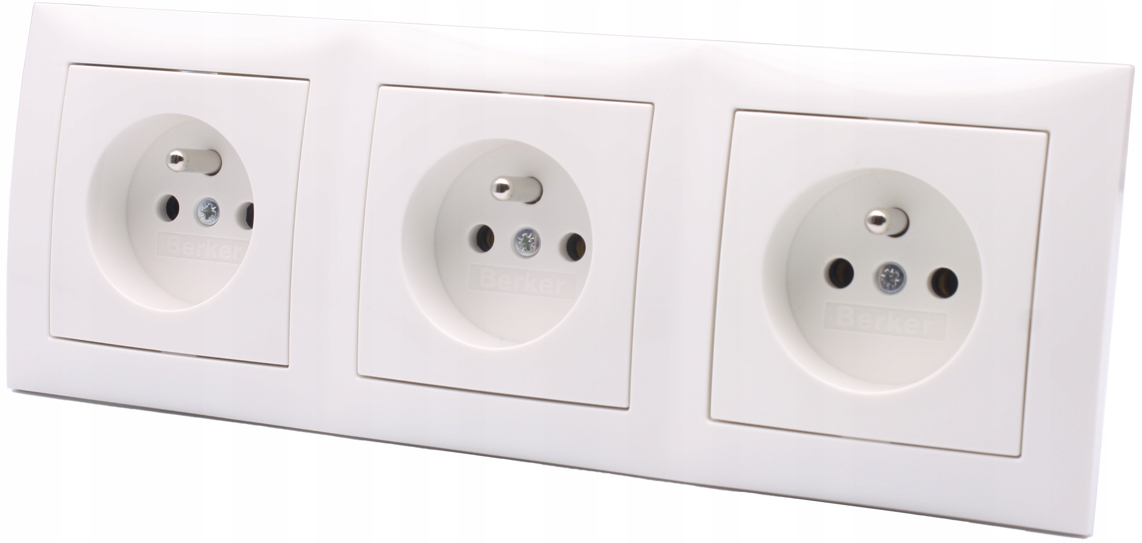 Berker čtverec trojitá zásuvka pro domácnost a kancelář, bílá, sada s rámečkem Hager