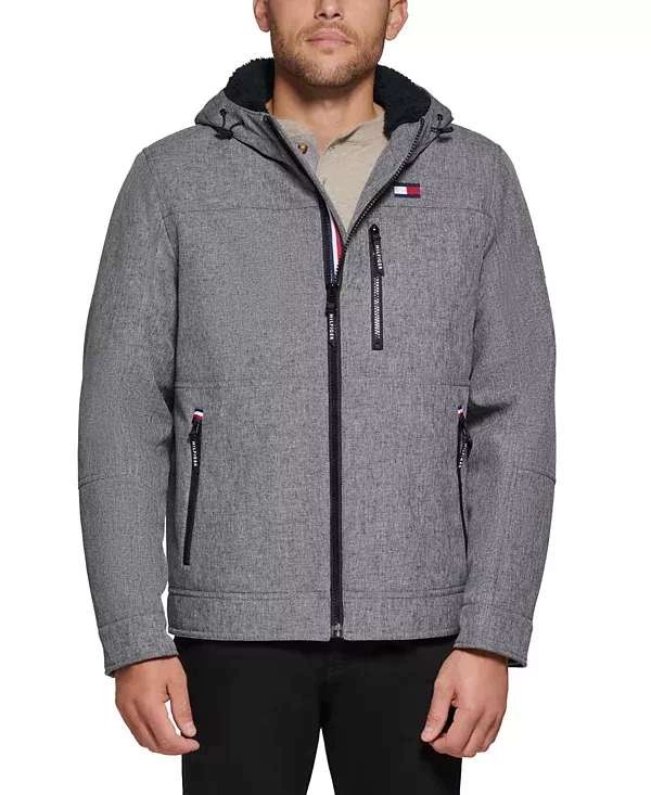Tommy Hilfiger zimowa kurtka męska softshell Sherpa szara L