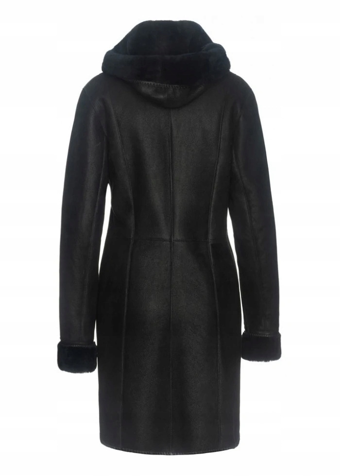 Czarny kożuch damski na guziki r. XS + gratis Marka inna