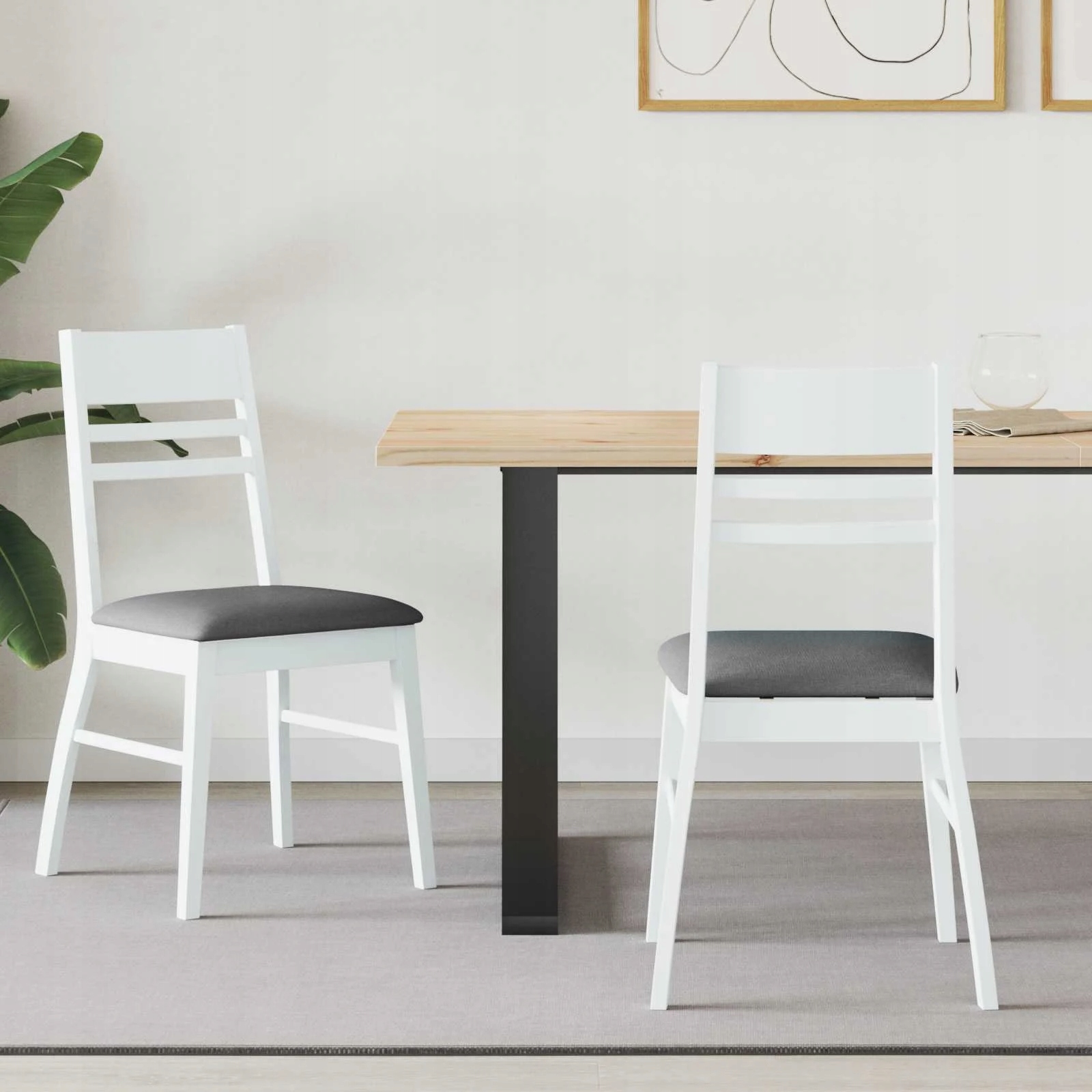 vidaXL Jídelní židle 2 pcs Bílá 43 x 54 x 89 cm Masivní gumové dřevo