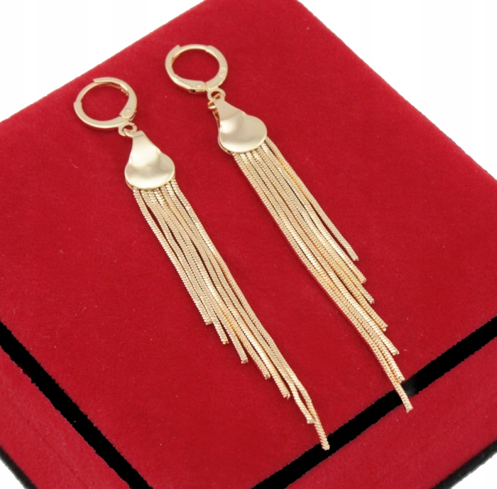 

Kolczyki Długie Złote Żmijki 9 cm 18 Karatów