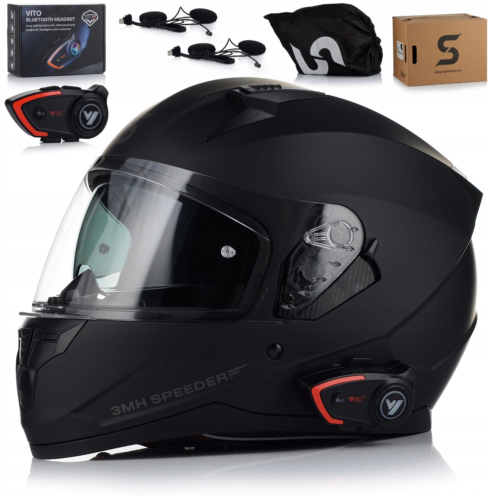 Motocyklová Prilba Ska-p 3MHA Mono Čierna Matná Air Stream Clona Interkom