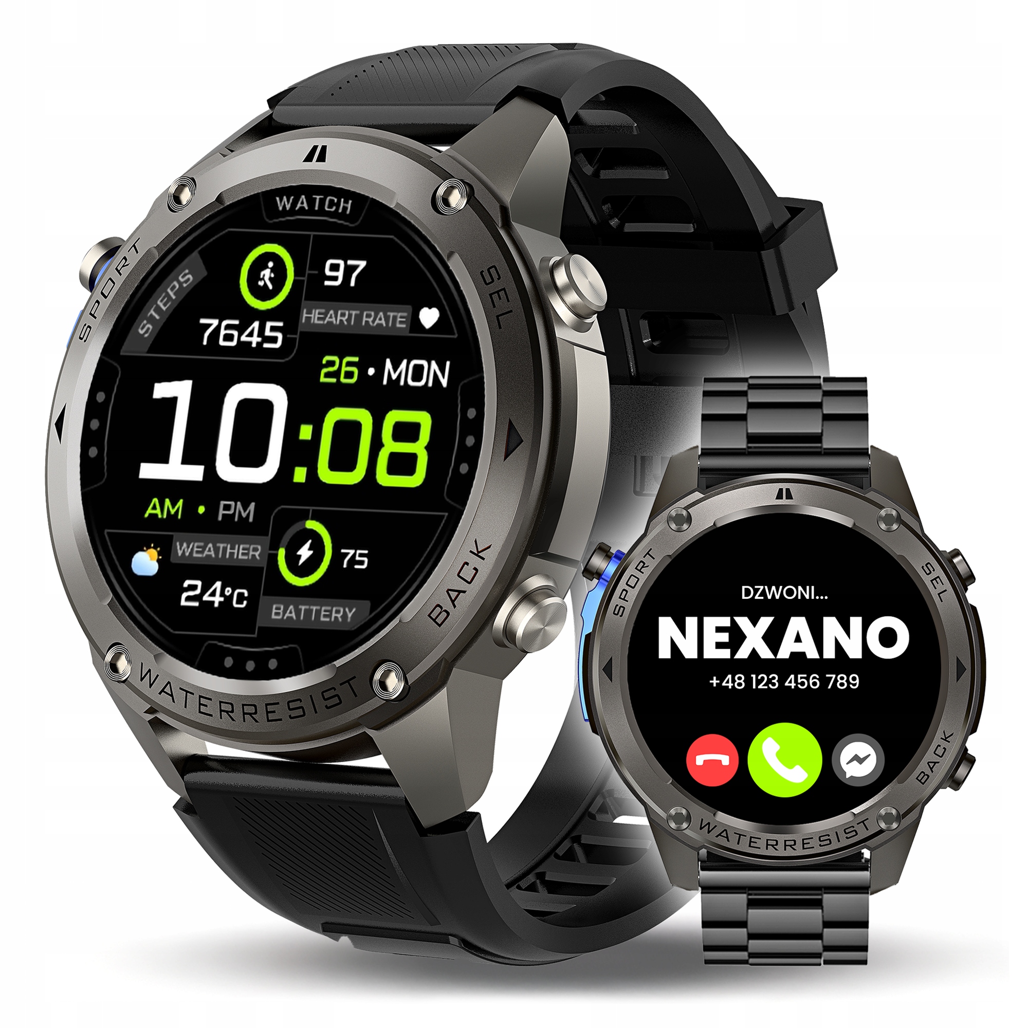SMARTWATCH MĘSKI GPS ZEGAREK WODOODPORNY IP69K MENU PL ROZMOWY AMOLED SPORT