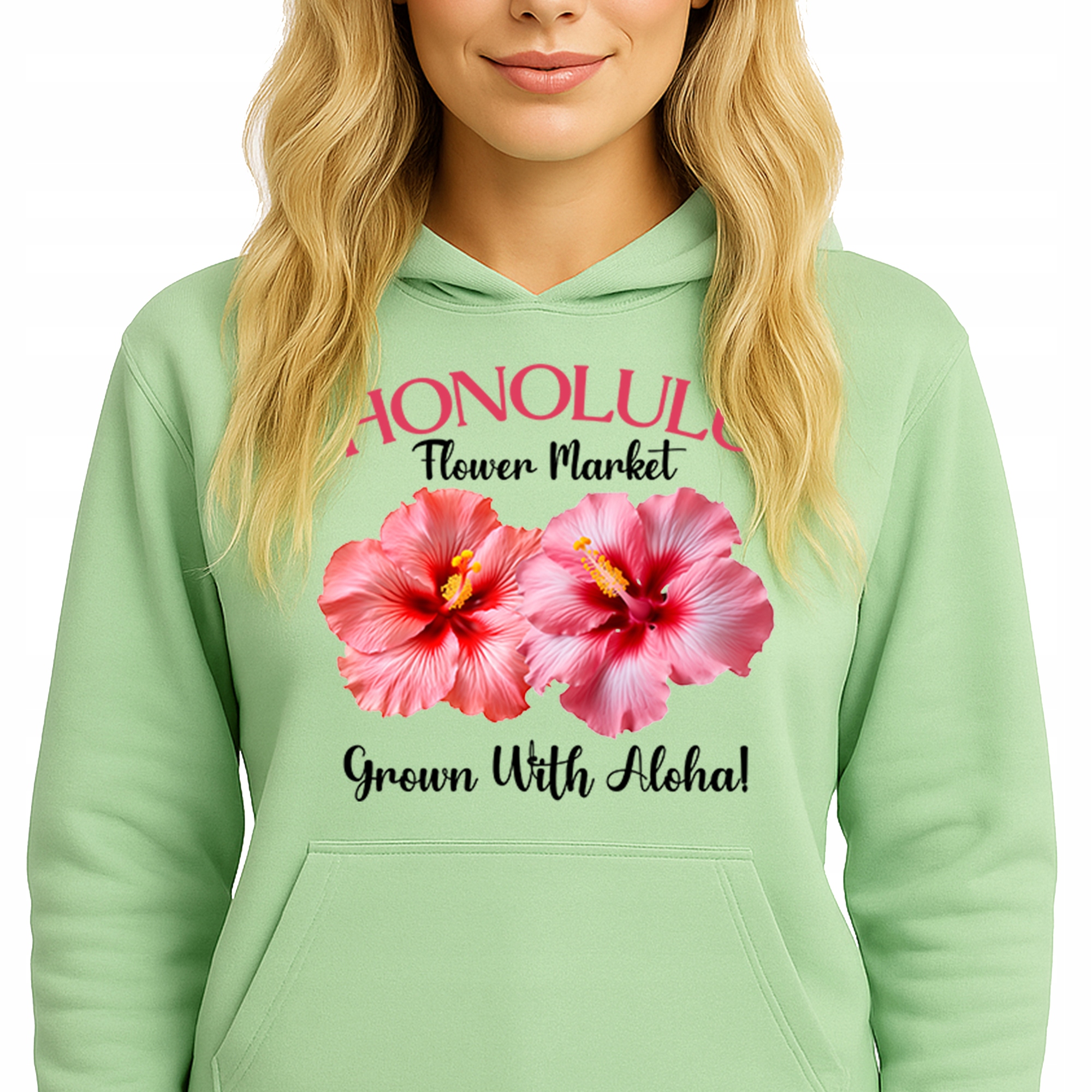 Mikina S Kapucí Hoodie Pistachio Green Bavlněná Módní Grown With Aloha M