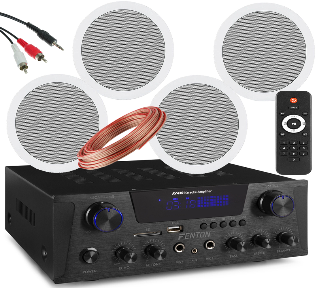 JBL 4 GŁOŚNIKI SUFITOWE MOCNY WZMACNIACZ BLUETOOTH USB SD RADIO