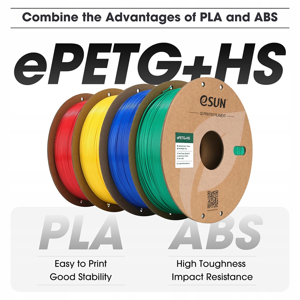 eSun PETG+HS Filament zielony 1.75mm 1kg papierowa szpula Stan opakowania oryginalne