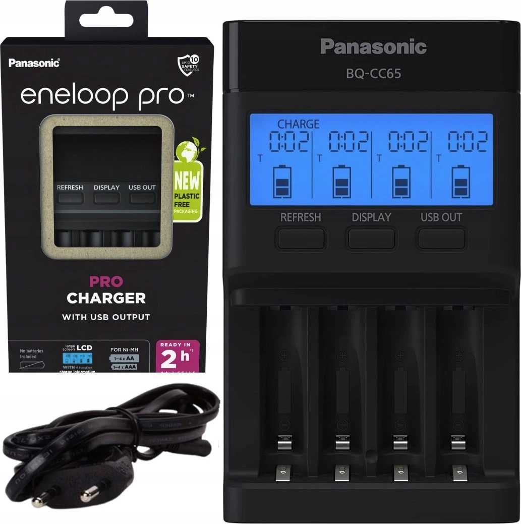 BQ-CC65E Nabíjačka Eneloop Mikroprocesorová LCD pre Aa/aaa Akumulátory