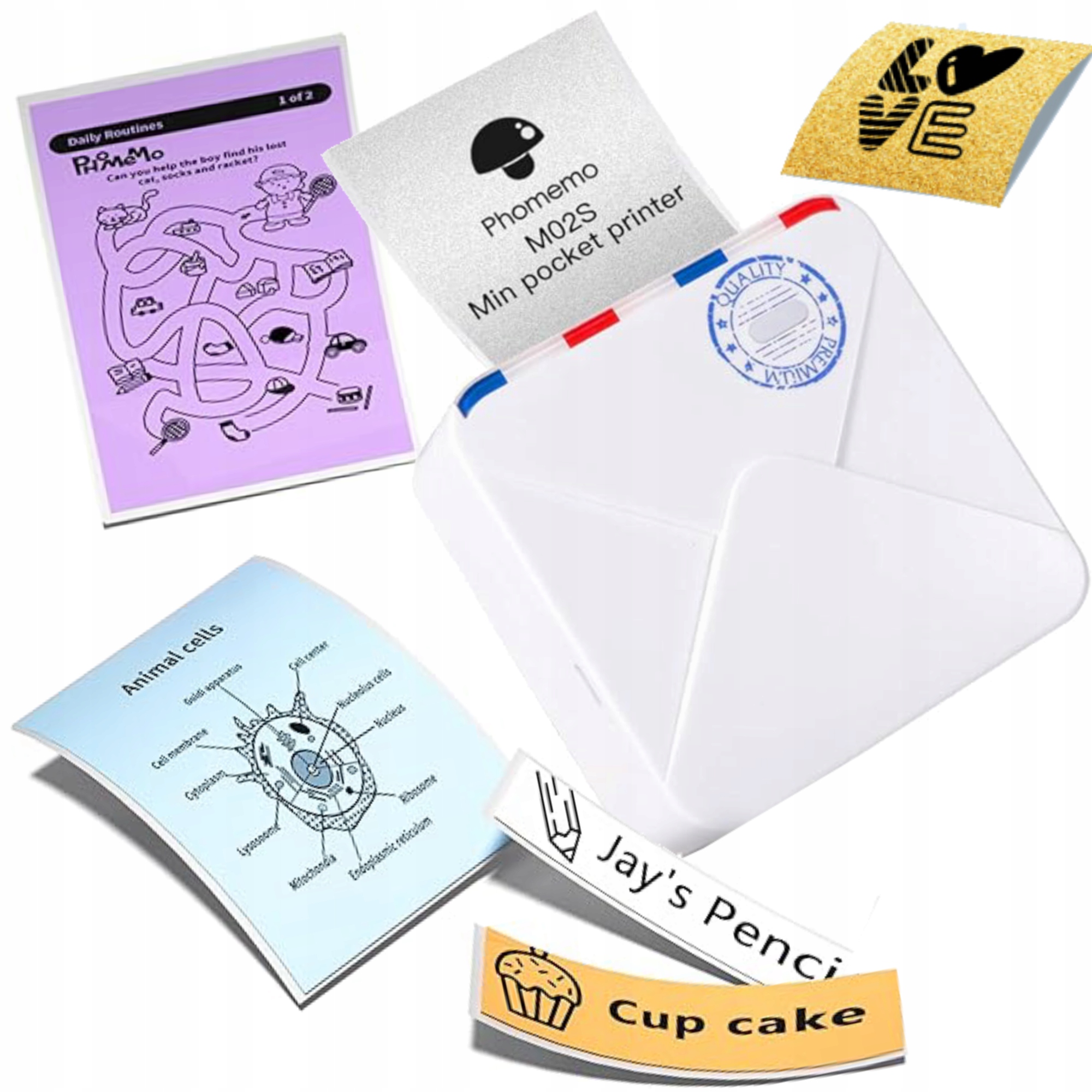 Phomemo mini drukarka termiczna M02S zdjęć notatek etykiet samoprzylepnych