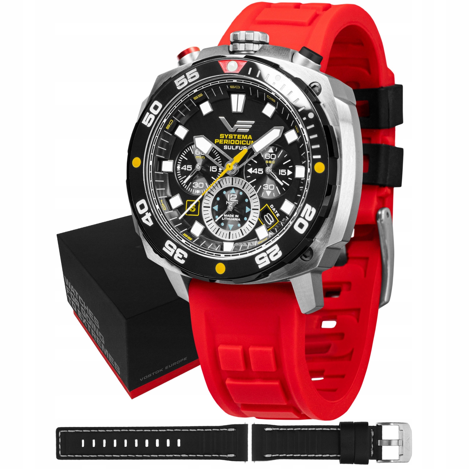 Pánské Hodinky Vostok Europe VK67-650E725SR s červeným páskem