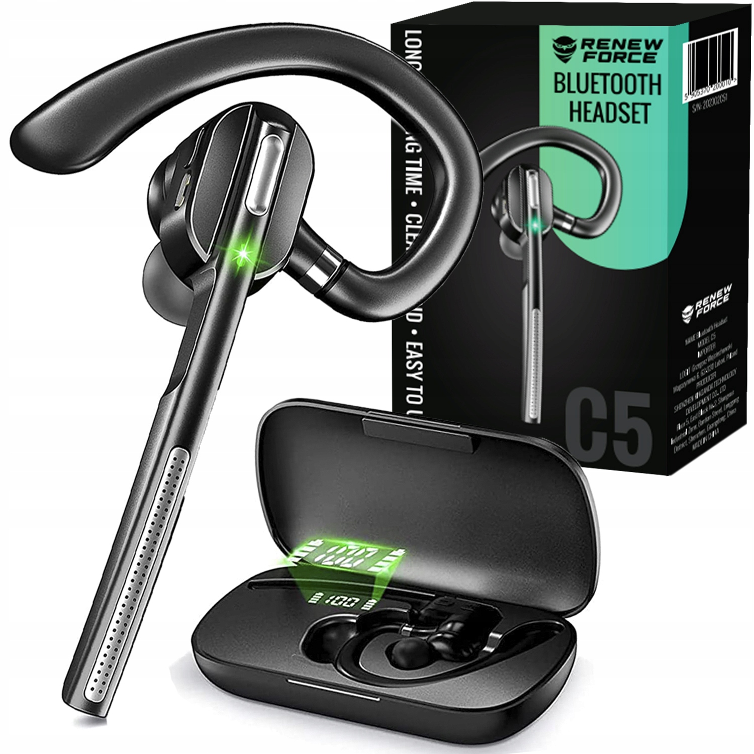 SŁUCHAWKA BLUETOOTH ZESTAW SŁUCHAWKOWY MIKROFON C5