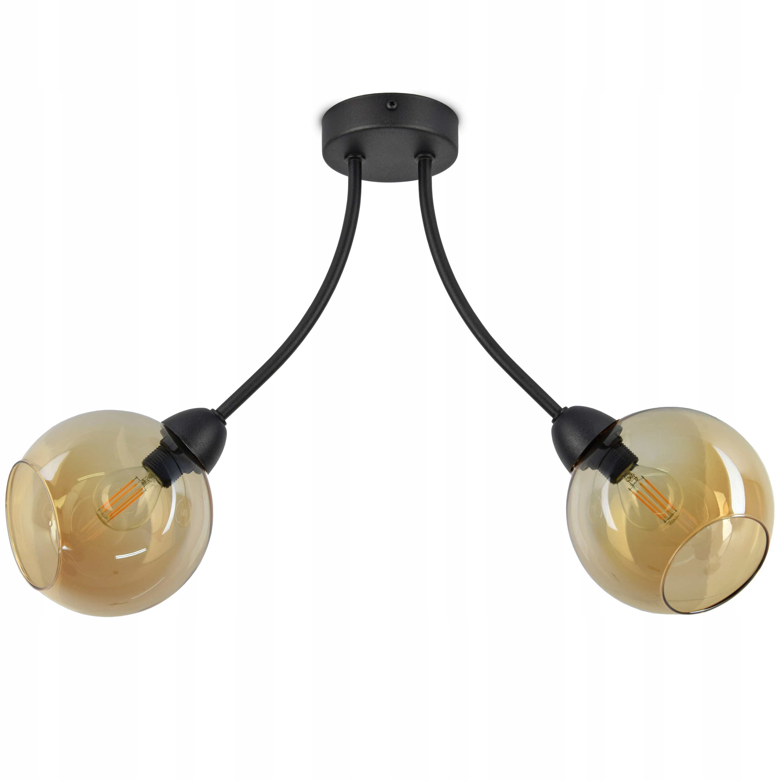 

Lampa Sufitowa Plafon Dwie Szklane Kule Miód Led