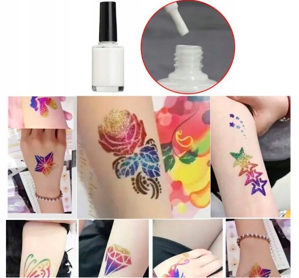 DUŻY ZESTAW DO ROBIENIA TATUAŻY TATUAŻE BROKATOWE Materiał plastik