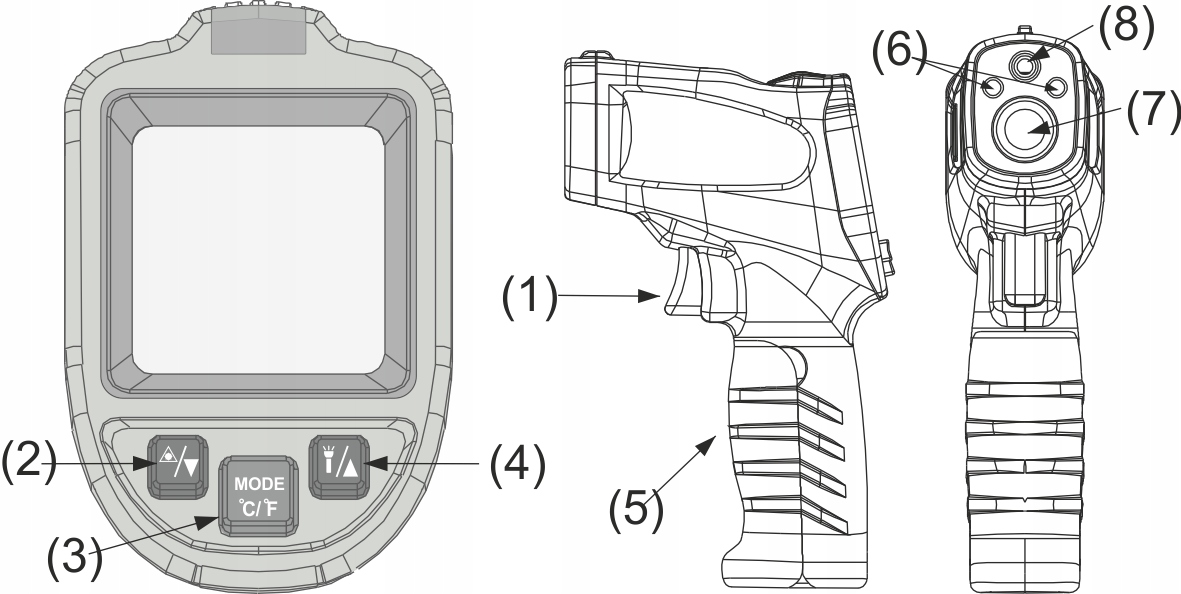 PIROMETR TERMOMETR LASEROWY LCD BEZDOTYKOWY MIERNIK TEMPERATURY -50 +650°C Zakres pomiaru temperatury od -50 do 650°C