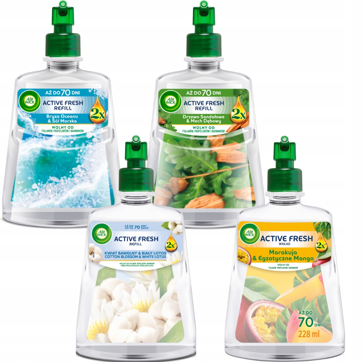 Air Wick Active Fresh Sada MIX Náplní Do Osvěžovače Vzduchu 4 X 228 ML
