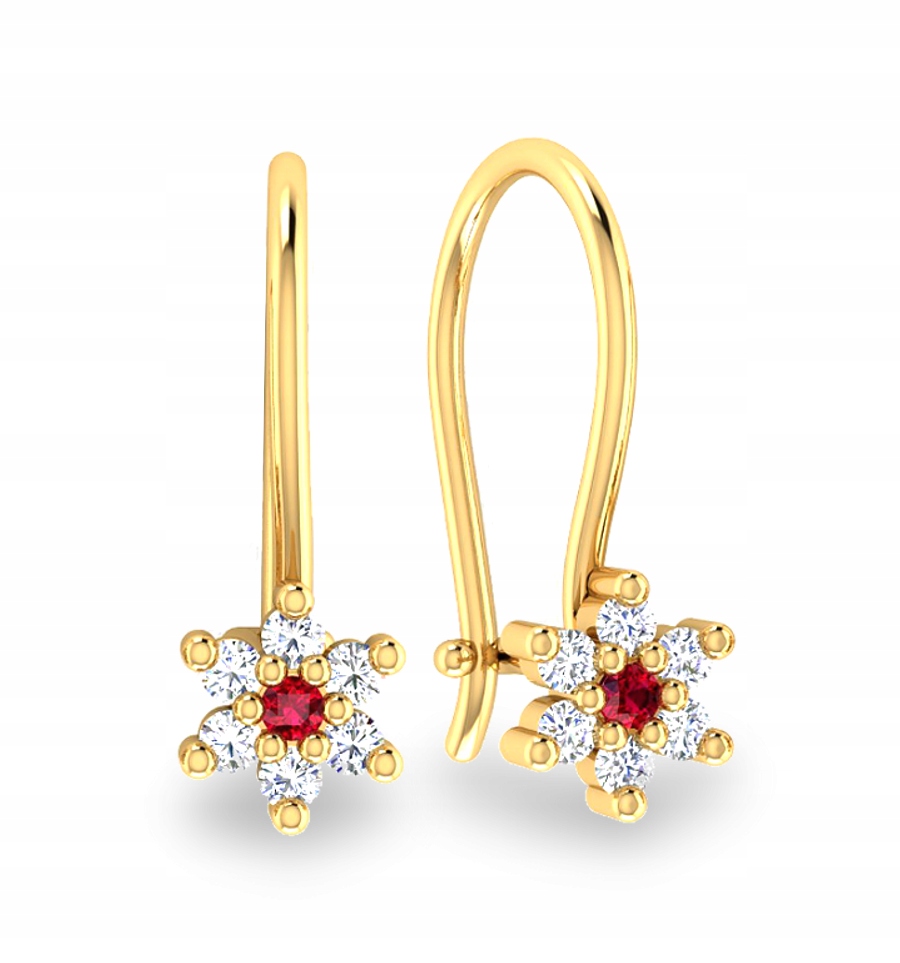 Náušnice Květiny S Rubíny Květiny Ze Zlata 585