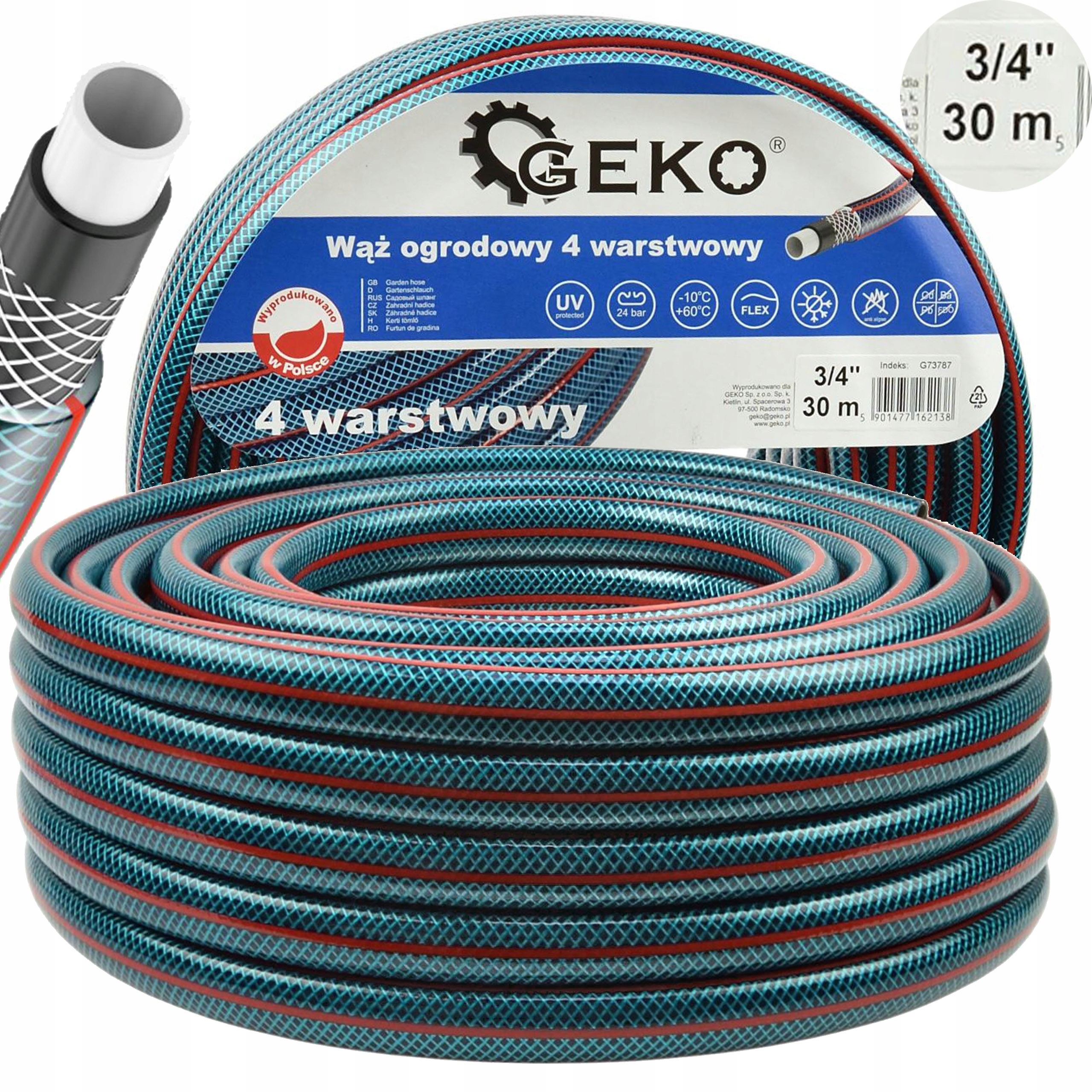 Hadice 3/4" 30 m Geko 4 vrstvy Uv odolná G73787 Hadice 3/4 30 M