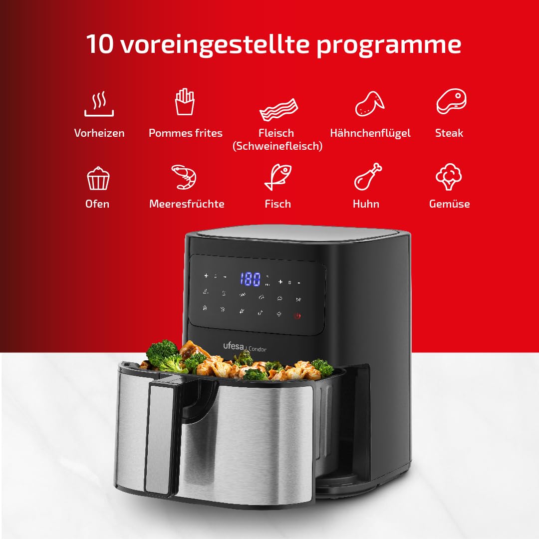 UFESA Condor Frytkownica Beztłuszczowa 4,5L Stal Nierdzewna 1600W — miniatura 3