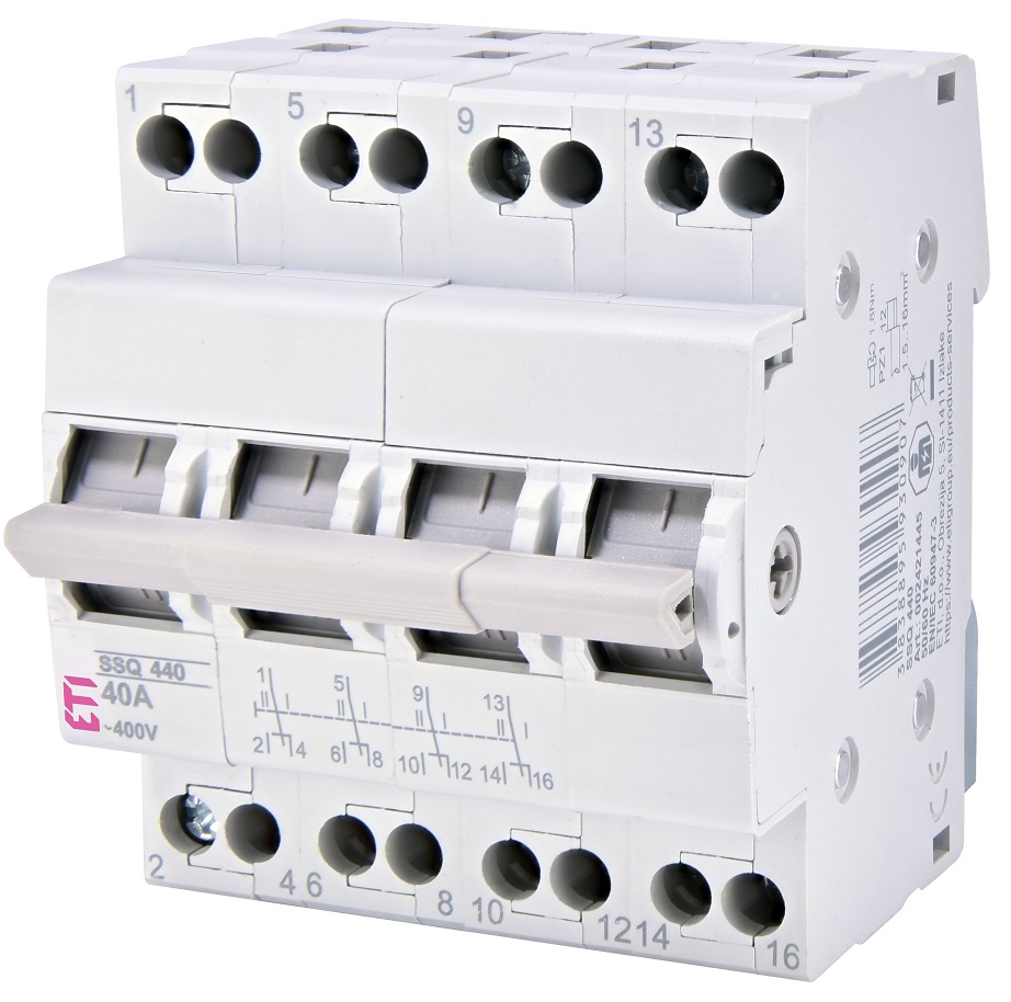 Przełącznik zasilania 4P 40A sieć-agregat 1-0-2 ETI SSQ440