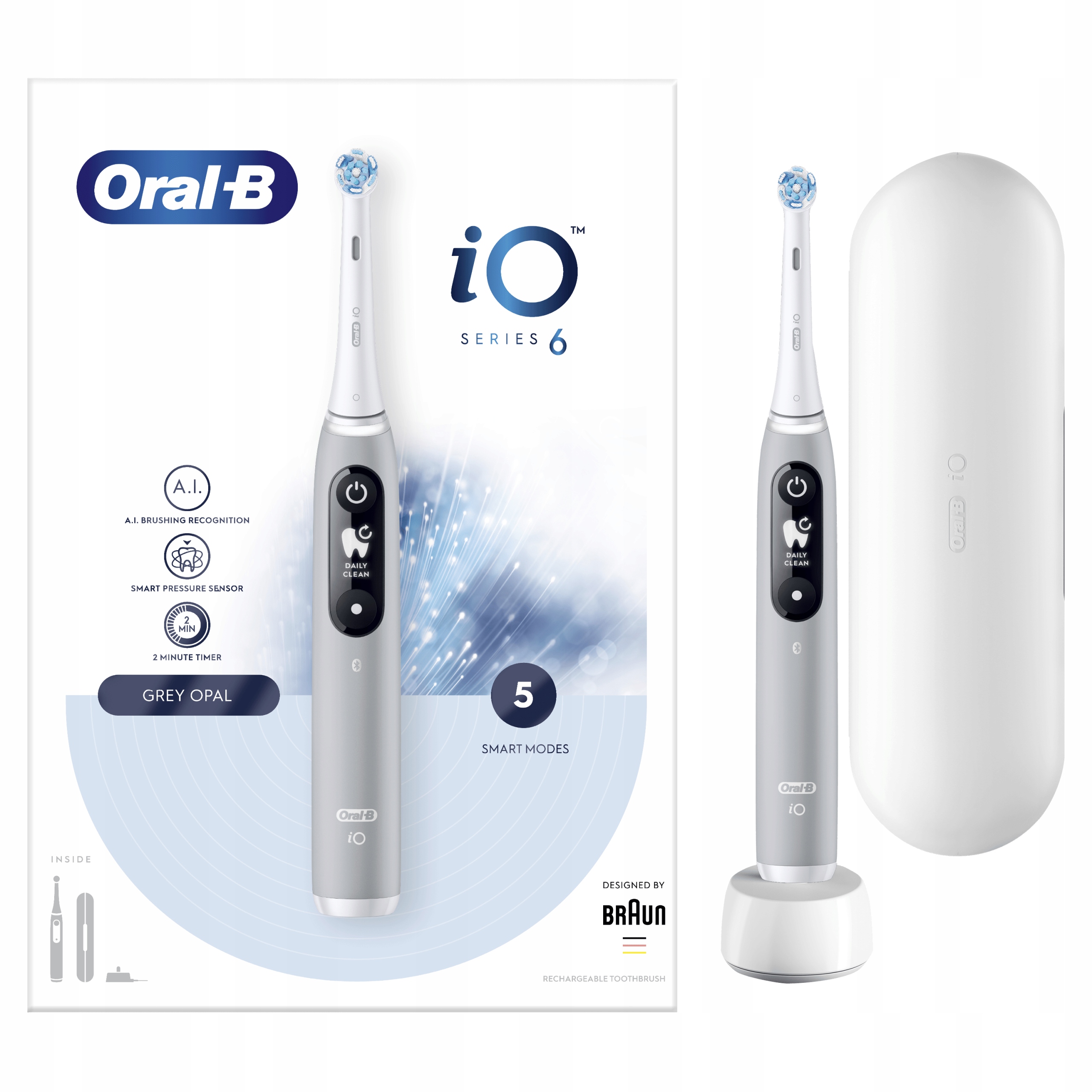 Oral-B iO Series 6 Grey Opal Szara Szczoteczka elektryczna