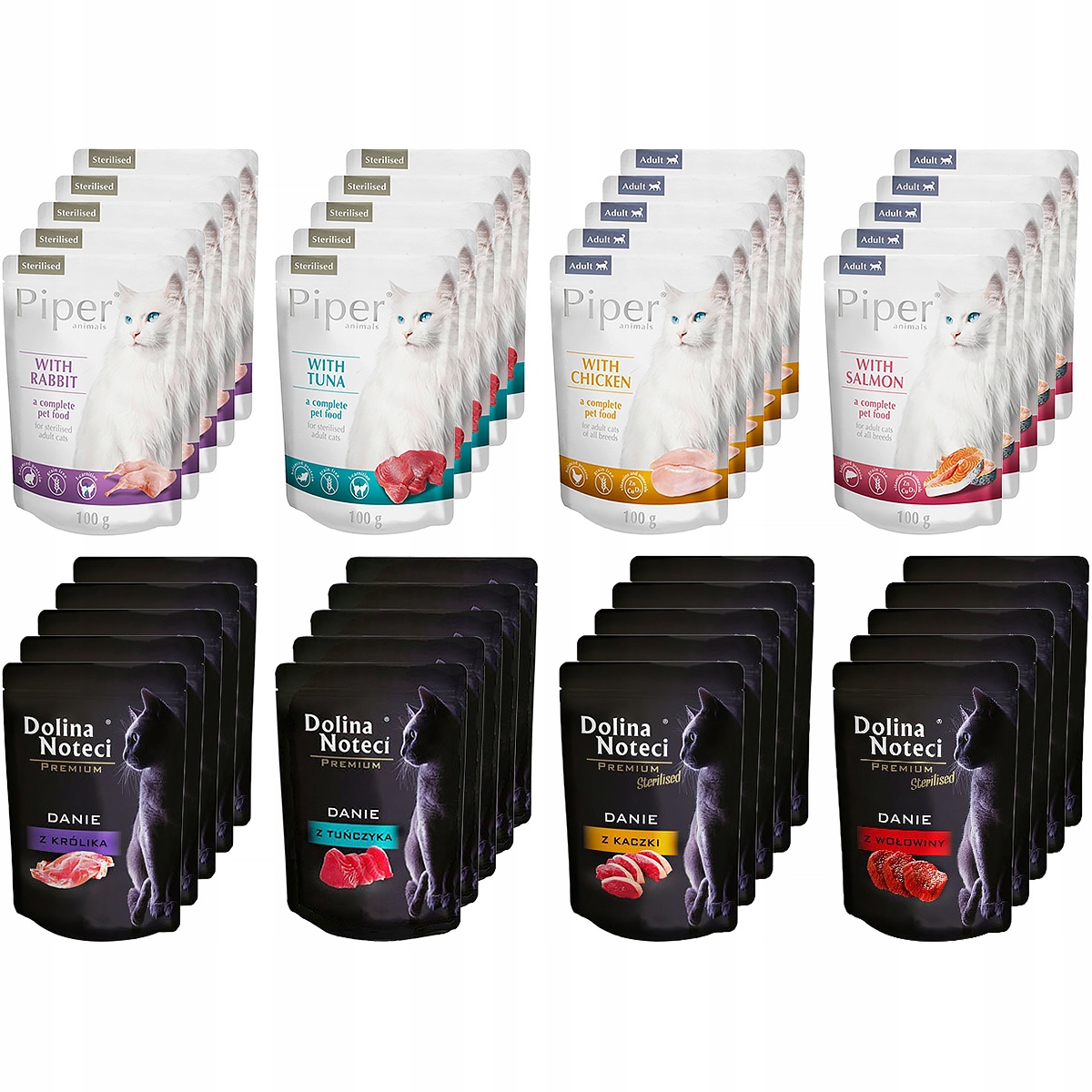 Mokra karma dla kota Dolina Noteci Premium Piper mix smaków bez zbóż 40szt.