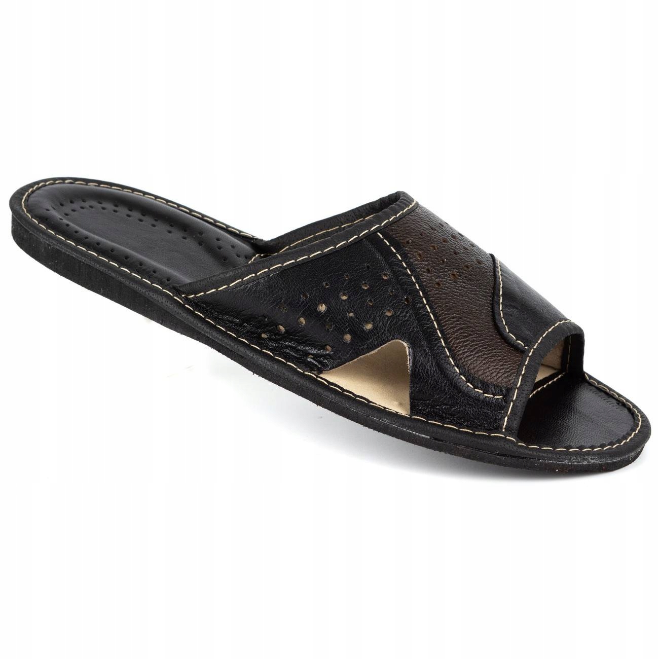 

Klapki pantofle męskie skóra kapcie 108 czarne 45