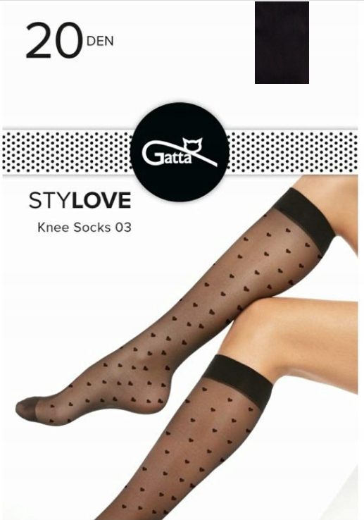 

Gatta Stylove 03 podkolanówki 20den serduszka nero