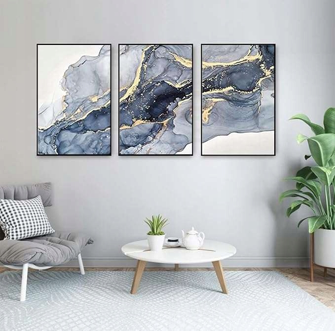 Obraz na plátně 50 x 70 cm, motiv mramor, islámský styl bez rámu, 3 ks