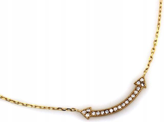 Zlatý náhrdelník pro ženu 585 s šipkou a zirkony r45, módní design 14k