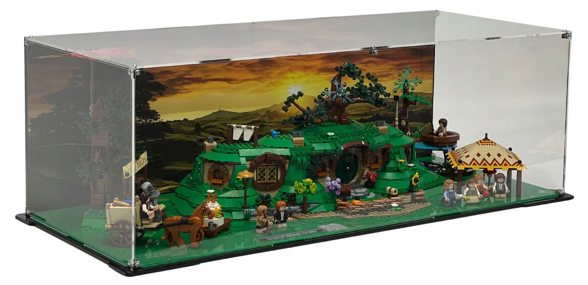 Vitrína s pozadím Blacked Brick pre Lego 10354 Icons Pán prsteňov: Shire