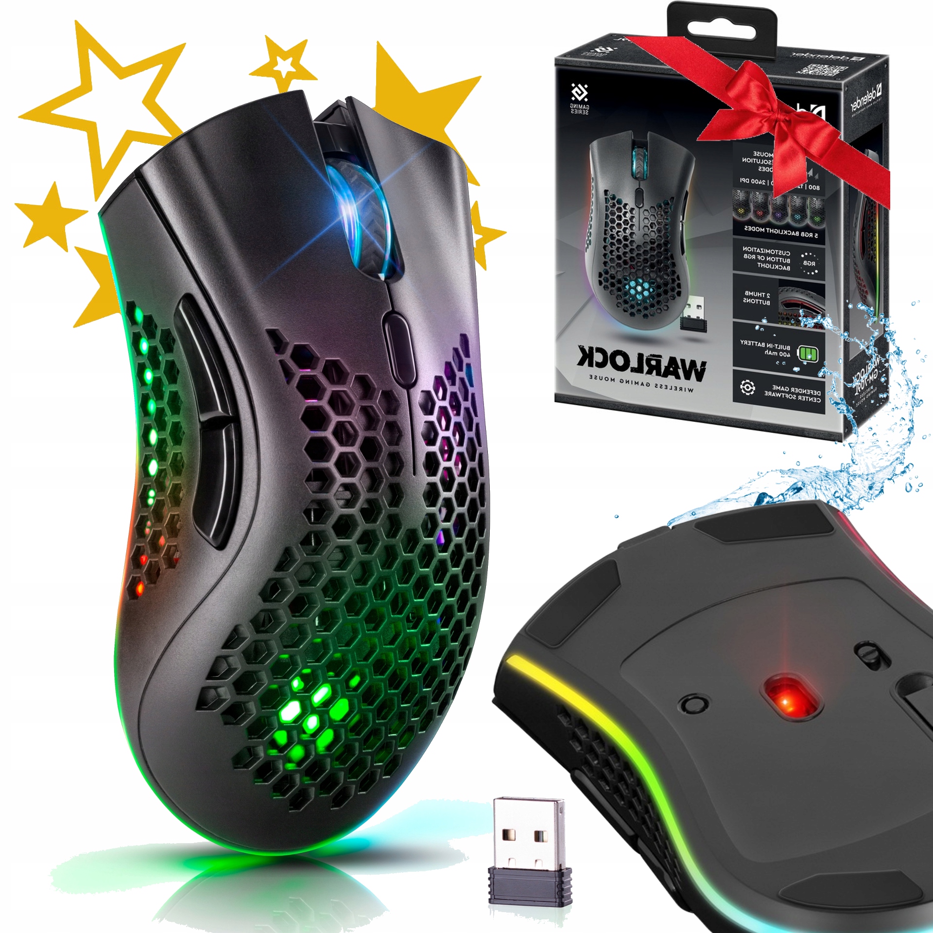 Myszka Gamingowa Mysz Dla Graczy Bezprzewodowa Komputerowa Uniwersalna Led