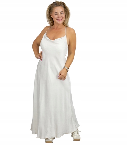 Saténová šaty maxi splývavá, elegantní unisize