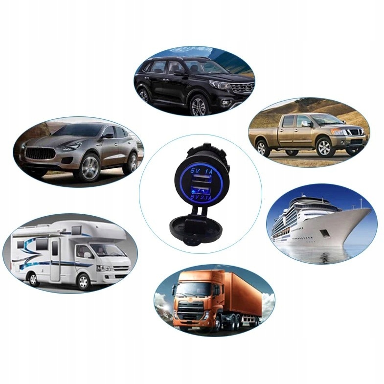 GNIAZDO ŁADOWARKA SAMOCHODOWA 2x USB 1A 2.1A Producent części ME Premium